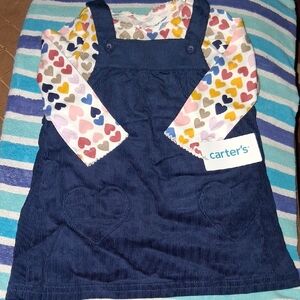 Carter's Navy Dress with Heart Print Top